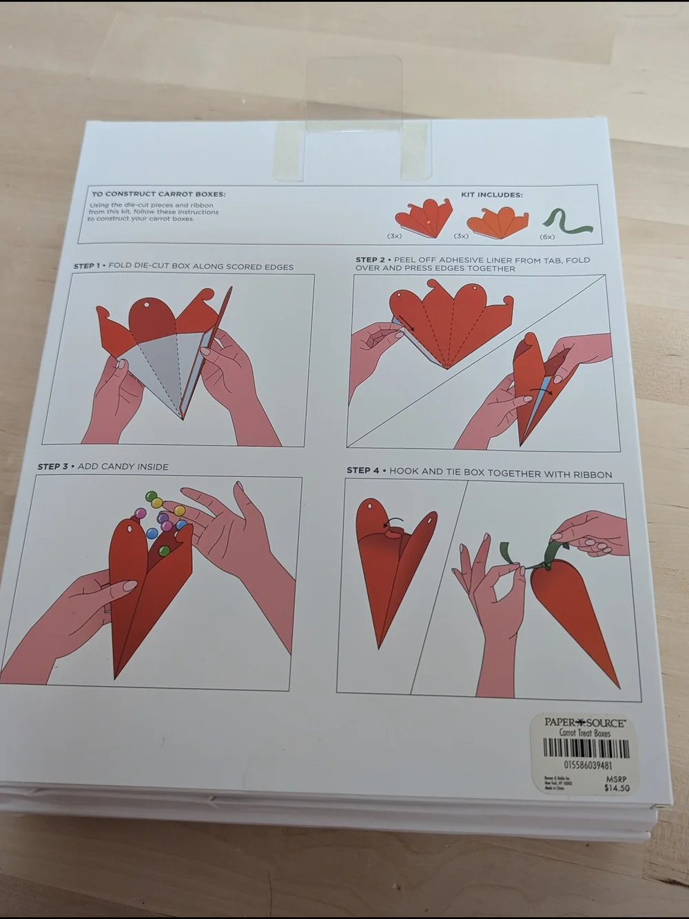 Paper Source Orange Carrot Treat Boxes with Green Ribbon